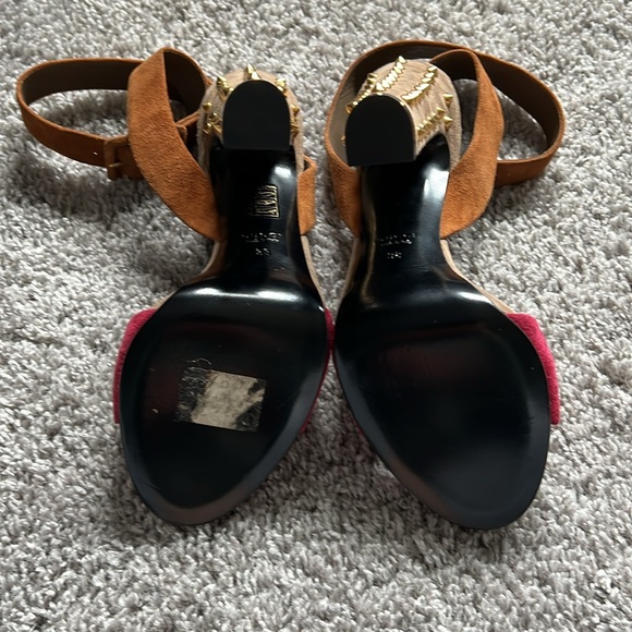 Gucci Two Tone Suede Madison Studded Heel Sandals - Picture 3 of 16